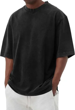 Men's Fashion Tshirts Graphic Crewneck T-Shirts Casual Short Sleeve Solid Color Basic Tee Shirt, M-4XL