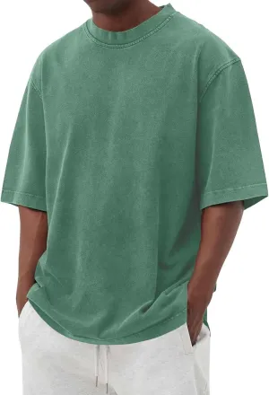 Men's Fashion Tshirts Graphic Crewneck T-Shirts Casual Short Sleeve Solid Color Basic Tee Shirt, M-4XL
