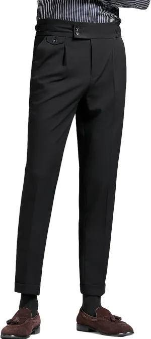 Men's Flat Front Dress Pant Slim Fit Linen Cotton Chino Pant Comfort Straight Fit Flat Front Casual Pant (31,Black)