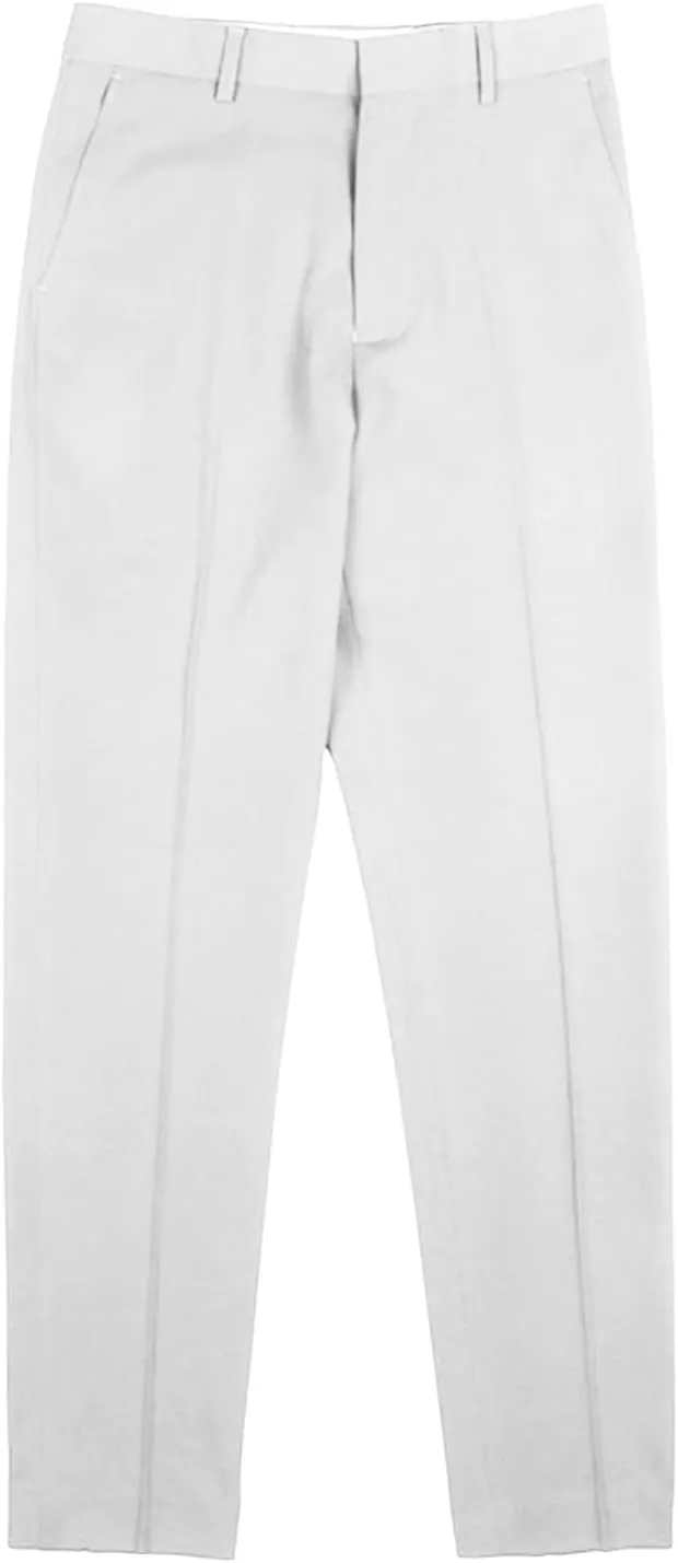 Men's Flat Front Straight Fit Dress Pant Casual Skinny Stretch Chinos Pants Slim Fit Business Pant with Pocket (33,White)