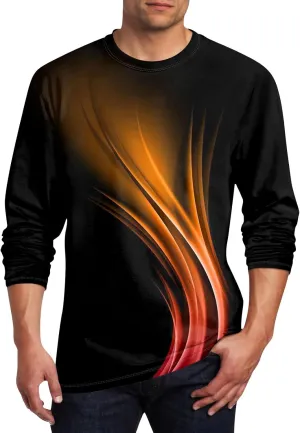 Mens Graphic T-Shirts Fall Casual Crew Neck Shirt Long Sleeve Designer Vintage Clothing