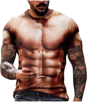 Men's Graphic Tees 3D Pattern Printed Short Sleeve Novelty Muscle T-Shirts Casual Crewneck Tee Top Shirts, M-5XL