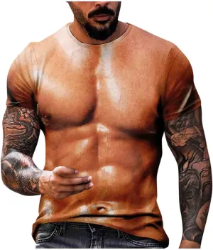 Men's Graphic Tees 3D Pattern Printed Short Sleeve Novelty Muscle T-Shirts Casual Crewneck Tee Top Shirts, M-5XL