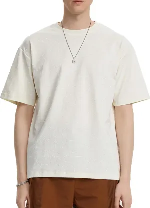 Men's Heavyweight Cotton T-Shirts Short Sleeve Oversized Drip Glue Vintage Tshirts Casual Crew Neck Basic Tee Tops