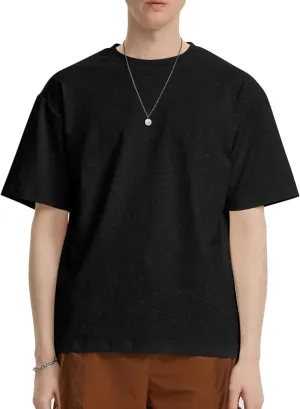 Men's Heavyweight Cotton T-Shirts Short Sleeve Oversized Drip Glue Vintage Tshirts Casual Crew Neck Basic Tee Tops