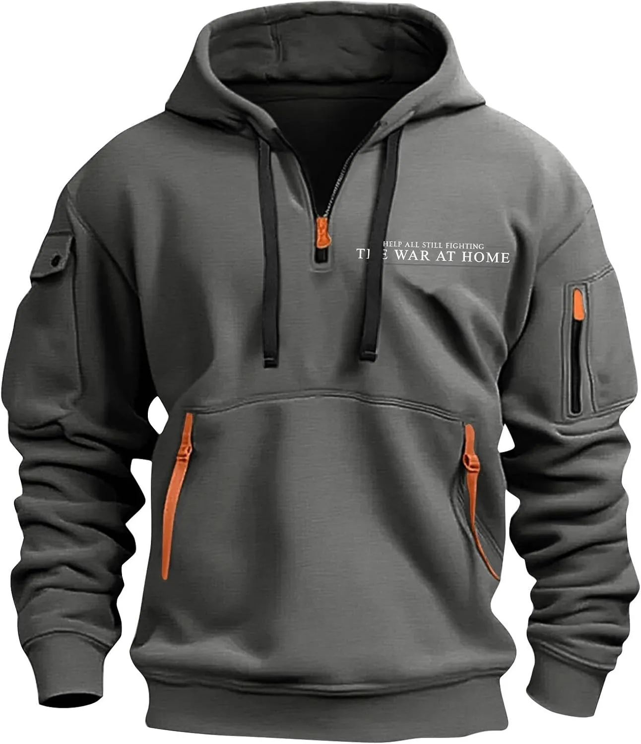 Mens Hoodie 1/4 Zip Comfort Slim Fit Gym Drawstring Mens Sweatshirt Vintage Military Hoodie with Pockets