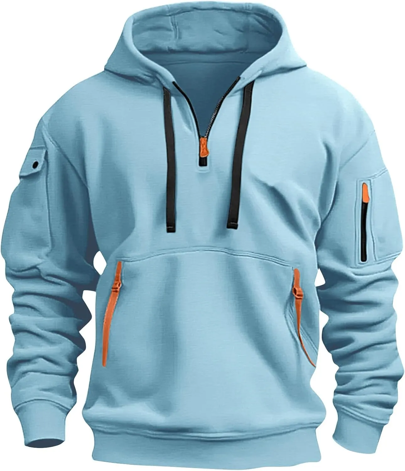Mens Hoodies 1/4 Zip Fashion Running Athletic Drawstring Sweatshirt for Men Casual Stylish Hoodie with Pockets