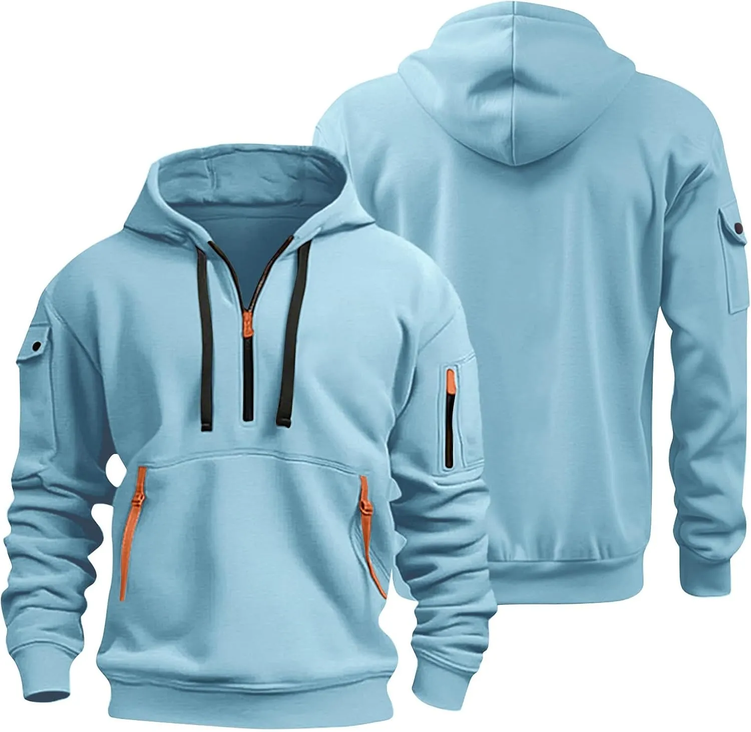 Mens Hoodies 1/4 Zip Fashion Running Athletic Drawstring Sweatshirt for Men Casual Stylish Hoodie with Pockets