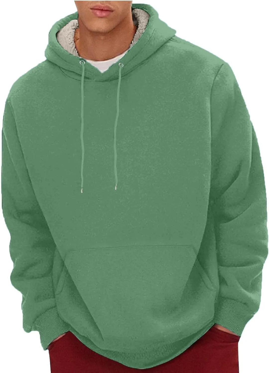 Mens Hoodies Heavyweight Fleece Lined Hoodie Warm Winter Pullover Thermal Hooded Sweatshirt with Kangaroo Pocket