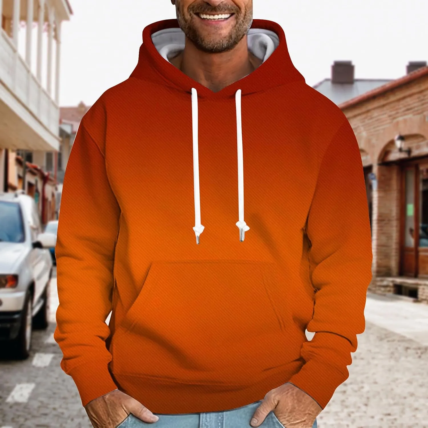 Men's Hoodies Vintage Sports Outdoor Long Sleeve Lightweight Drawstring Sweatshirt Comfy Casual Outerwear Pullover