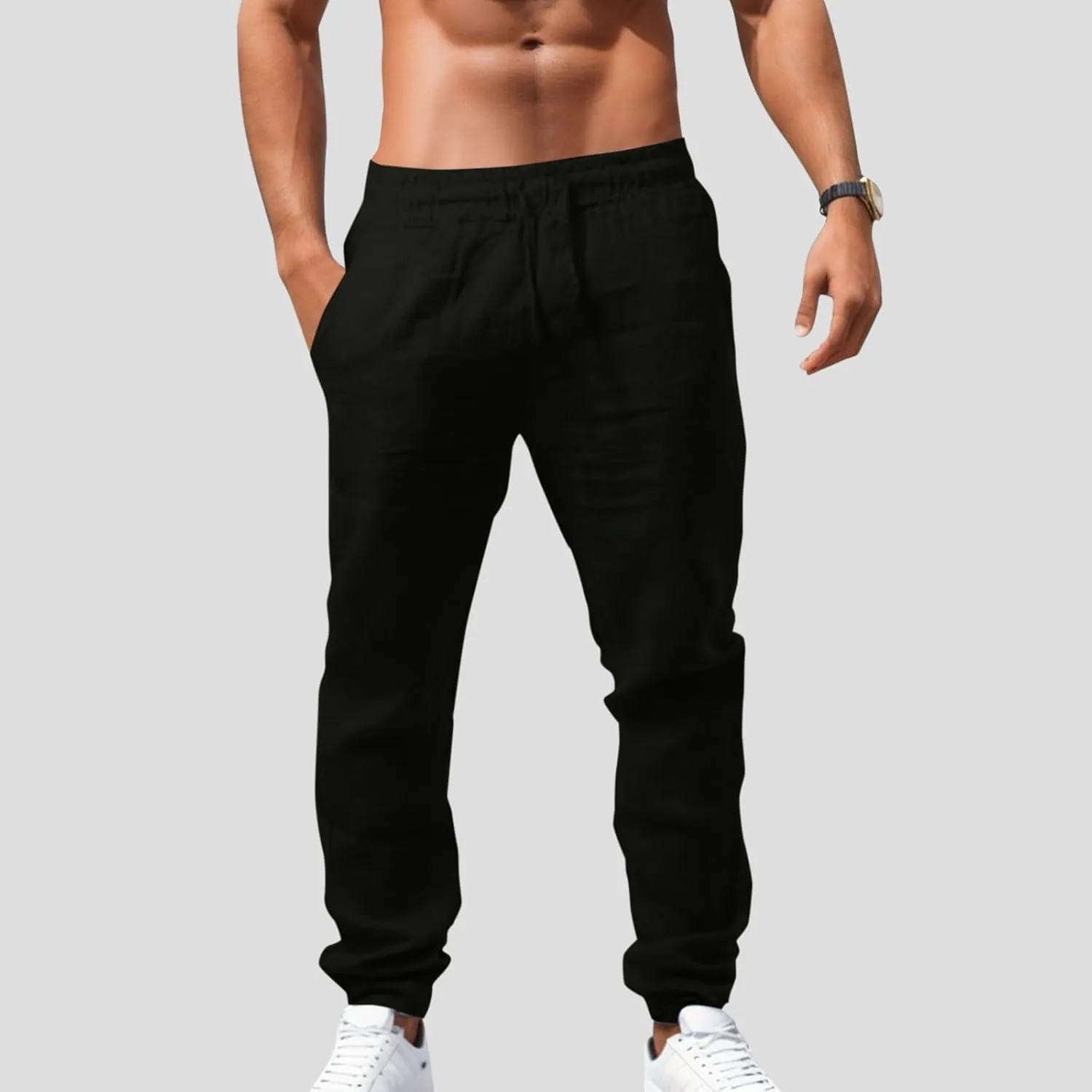Mens Lightweight Jogging Pant Chinos Work Joggers Loose Sports Casual Sweatpants Elasticated Waist Pants