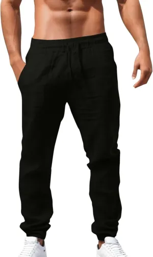 Mens Lightweight Jogging Pant Chinos Work Joggers Loose Sports Casual Sweatpants Elasticated Waist Pants