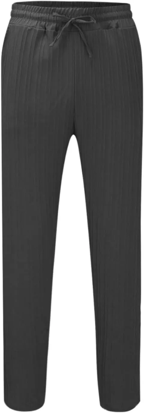 Mens Linen Cotton Yoga Casual Pants for Summer Drawstring Beach Trousers Loose Fit Baggy Lounge Jogger Sweatpants