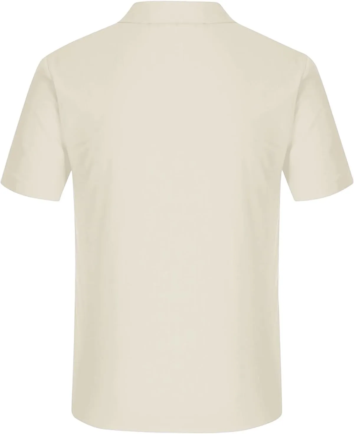 Men's Linen Shirts Casual Short Sleeve Button Down Cotton Shirt Lightweight Casual Summer Collared T-Shirt with Pocket