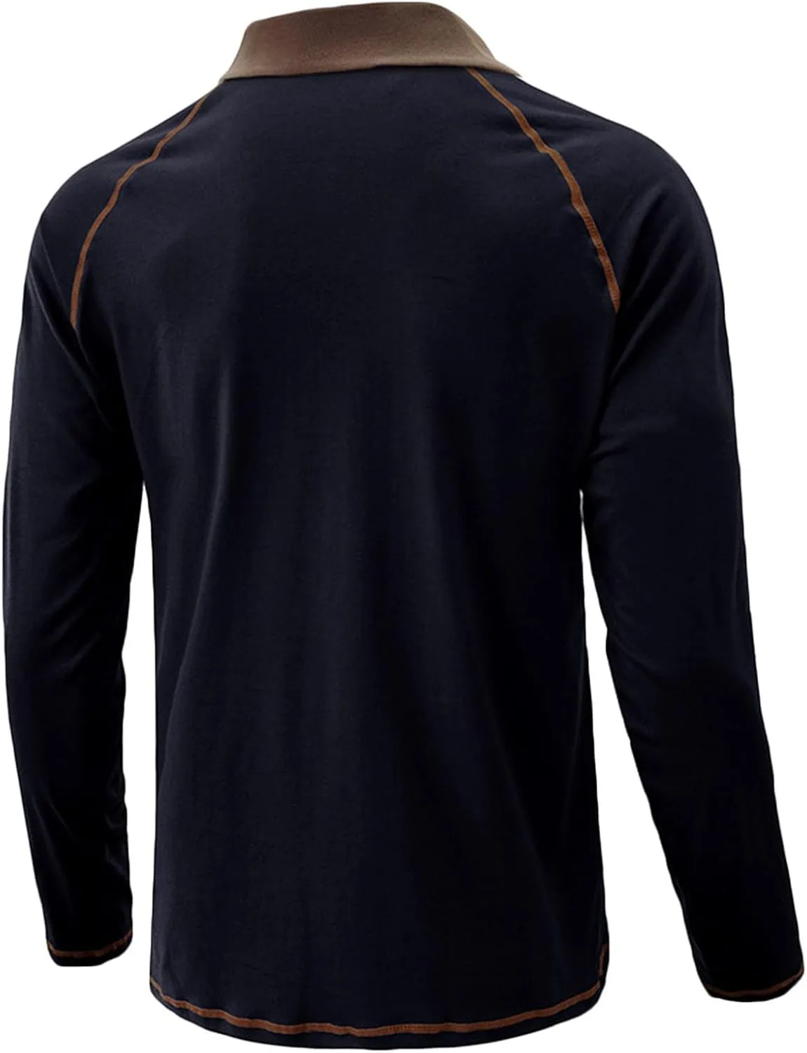 Men's Long Sleeve Polo Shirts Casual Slim Fit Basic Designed T Shirts Contrast Patchwork Pullover Tops Work Shirt