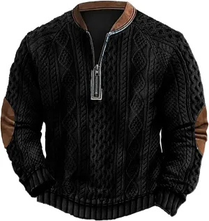 Men's Loose Fit Midweight Sweatshirt Zipper Long Sleeved Hoodie Heavyweight Full-Zip Sweatshirt Hoodie For Men