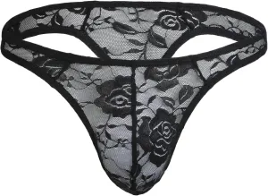 Men's Nylon Briefs G-String Thongs Lace Underwear T-Back Shorts Lingerie Low Waist Panties Mesh Briefs Bikini