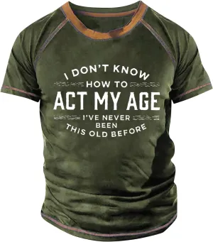 Mens Personalised Graphic Tees Raglan T-Shirt Retro Short Sleeve Round Neck Letter Printing Tops
