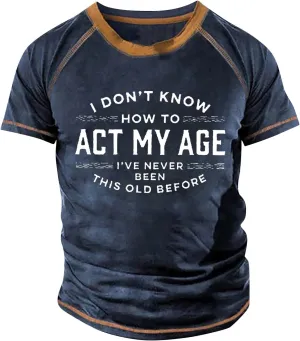 Mens Personalised Graphic Tees Raglan T-Shirt Retro Short Sleeve Round Neck Letter Printing Tops