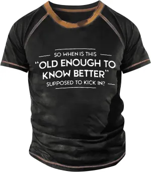 Mens Personalised Graphic Tees Raglan T-Shirt Retro Short Sleeve Round Neck Letter Printing Tops