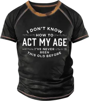 Mens Personalised Graphic Tees Raglan T-Shirt Retro Short Sleeve Round Neck Letter Printing Tops