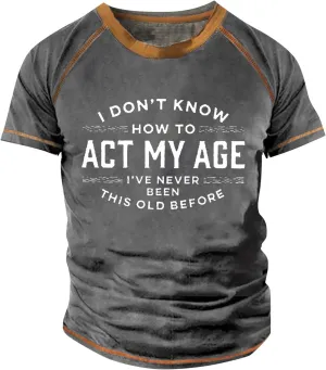 Mens Personalised Graphic Tees Raglan T-Shirt Retro Short Sleeve Round Neck Letter Printing Tops