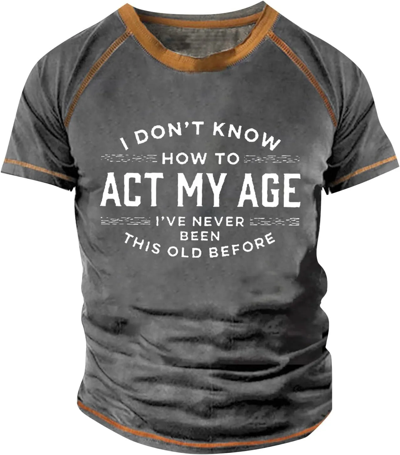 Mens Personalised Graphic Tees Raglan T-Shirt Retro Short Sleeve Round Neck Letter Printing Tops