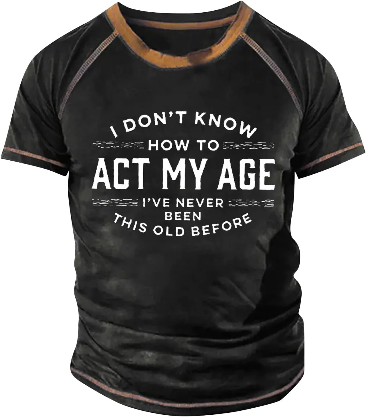 Mens Personalised Graphic Tees Raglan T-Shirt Retro Short Sleeve Round Neck Letter Printing Tops