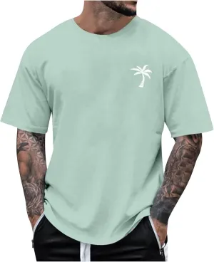 Mens Personalised Graphic Tees Round Neck Short Sleeve Loose Summer Tops Fashion T-Shirt with Creative Letters Retro Print
