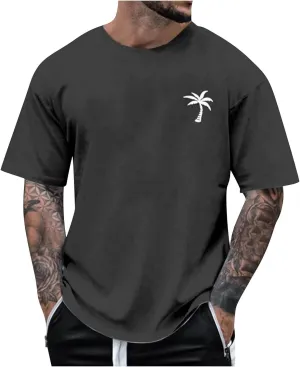 Mens Personalised Graphic Tees Round Neck Short Sleeve Loose Summer Tops Fashion T-Shirt with Creative Letters Retro Print