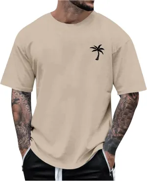 Mens Personalised Graphic Tees Round Neck Short Sleeve Loose Summer Tops Fashion T-Shirt with Creative Letters Retro Print