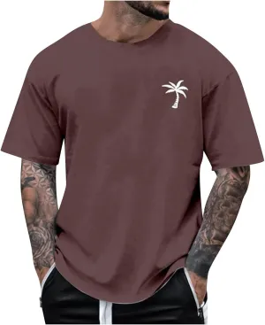 Mens Personalised Graphic Tees Round Neck Short Sleeve Loose Summer Tops Fashion T-Shirt with Creative Letters Retro Print