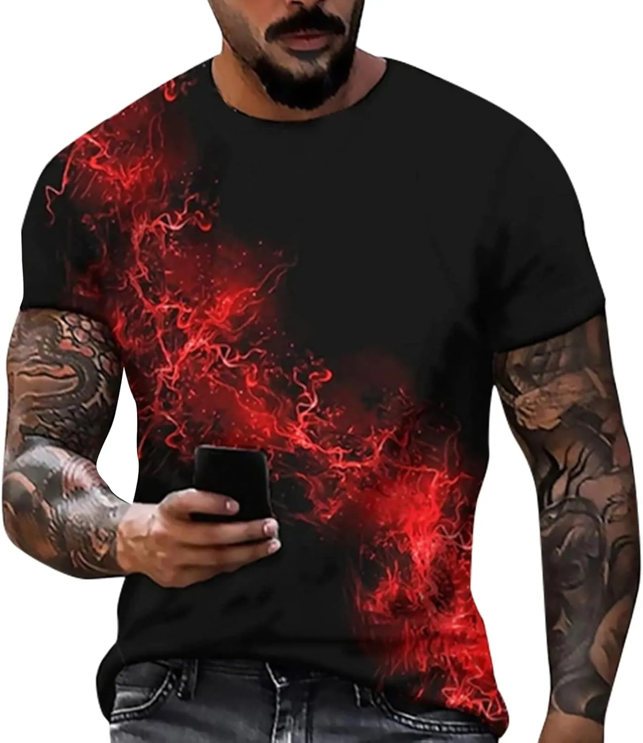 Mens Personalised Graphic Tees T-Shirt Short Sleeve Printed Summer Round Neck Top Casual Sweatshirt