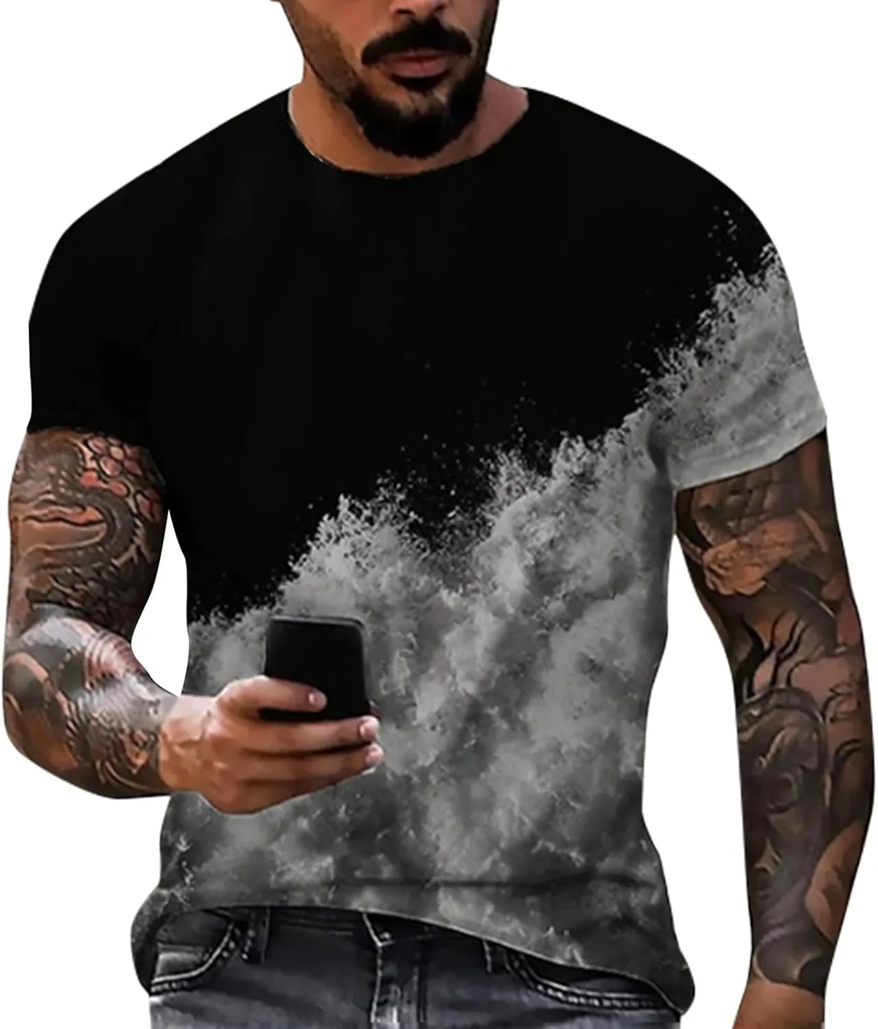 Mens Personalised Graphic Tees T-Shirt Short Sleeve Printed Summer Round Neck Top Casual Sweatshirt