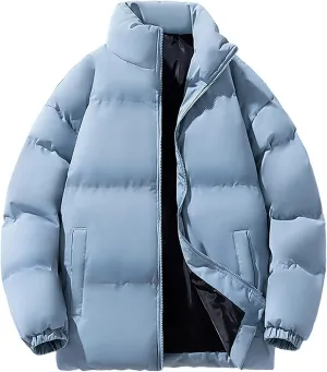Men's Quilted Puffer Jacket Stand Collar Winter Warm Down Coat