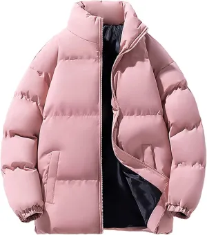 Men's Quilted Puffer Jacket Stand Collar Winter Warm Down Coat