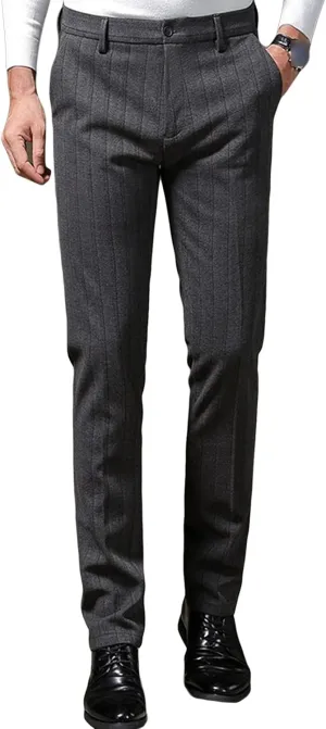 Men's Regular Fit Linen Suit Pant Slim Fit Stretch Dress Pant Loose Flat Front Dress Pant Chino Pant (31,Dark Grey)