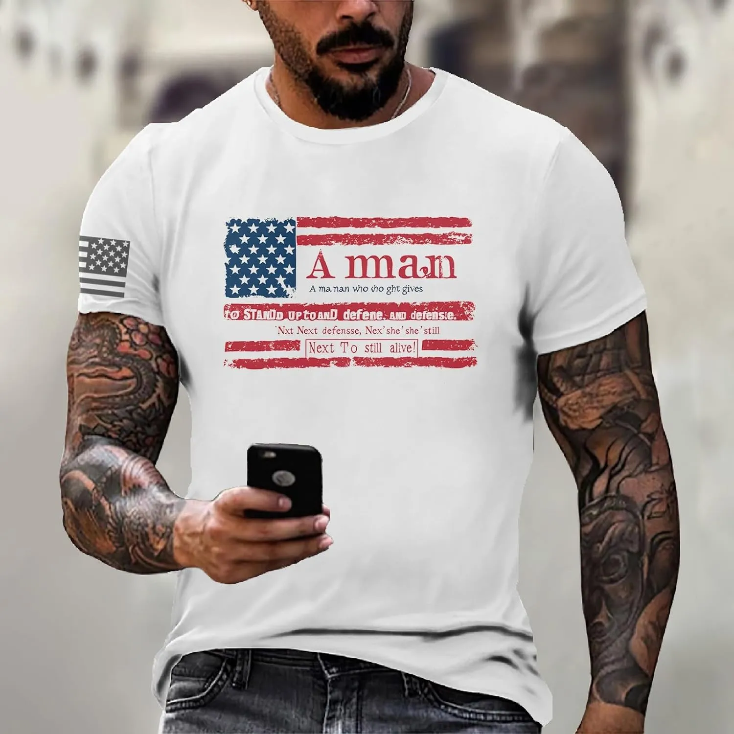Men's Shirt Sleeve 1776 USA Flag Graphic Dry Fit Cotton Comfortable T-Shirts 4th of July T-Shirts