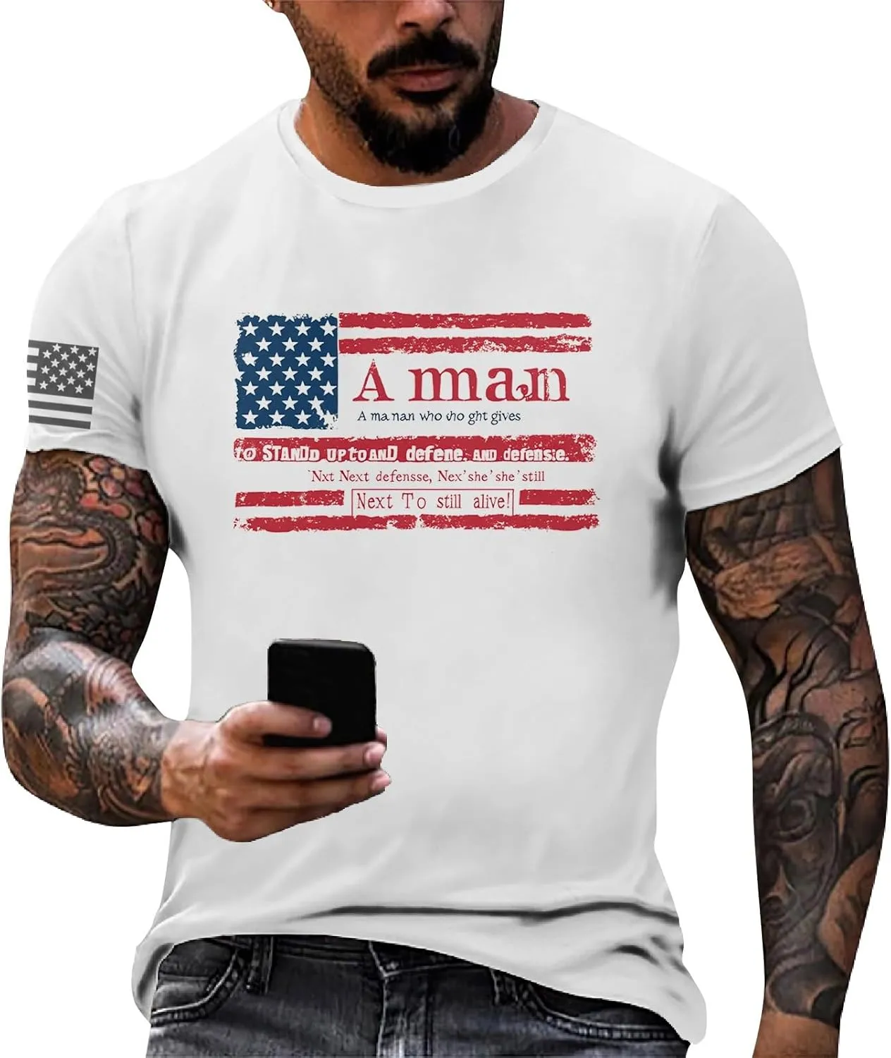 Men's Shirt Sleeve 1776 USA Flag Graphic Dry Fit Cotton Comfortable T-Shirts 4th of July T-Shirts