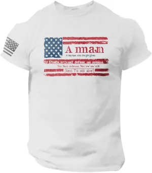 Men's Shirt Sleeve 1776 USA Flag Graphic Dry Fit Cotton Comfortable T-Shirts 4th of July T-Shirts