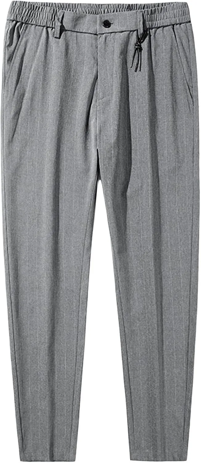 Men's Skinny-Fit Wrinkle-Free Comfort Pants Stretch Chino Pant Trousers Dress Pants Slim Fit Skinny Suit Pants (34,Grey)
