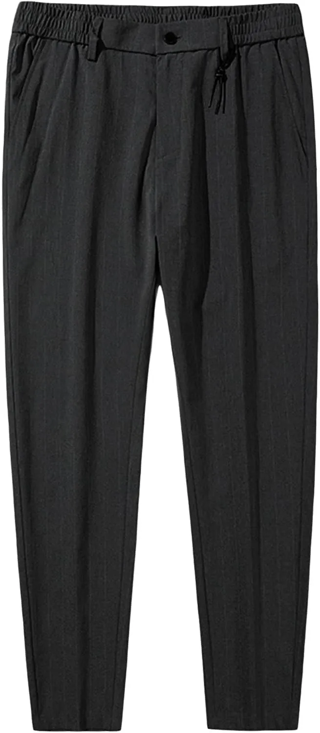 Men's Skinny-Fit Wrinkle-Free Comfort Pants Stretch Chino Pant Trousers Dress Pants Slim Fit Skinny Suit Pants (38,Black)