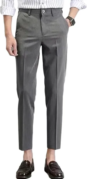 Men's Slim-Fit Flat-Front Dress Pant Skinny Wrinkle-Resistant Chino Pant Straight Stretch Cargo Pant Trouser (31,Grey)