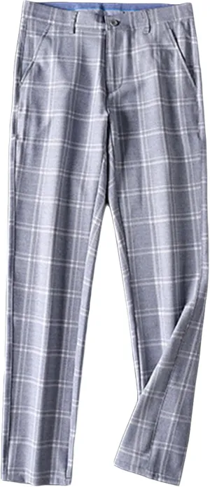 Men's Slim-Fit Flat-Front Dress Pant Straight Fit Plaid Stretch Skinny Casual Business Dress Chinos Pants (31,Light Blue)