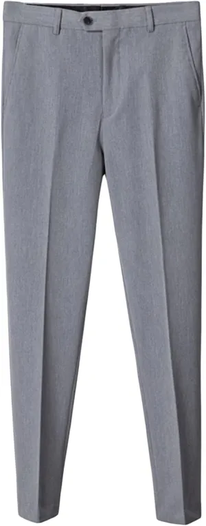 Men's Stretch Dress Pants Slim Fit Skinny Suit Pants Casual Fashion Retro Tapered Business Dress Chino Pants (34,Light Grey)