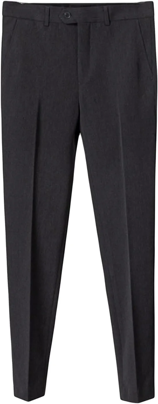 Men's Stretch Dress Pants Slim Fit Skinny Suit Pants Casual Fashion Retro Tapered Business Dress Chino Pants (36,Dark Grey)