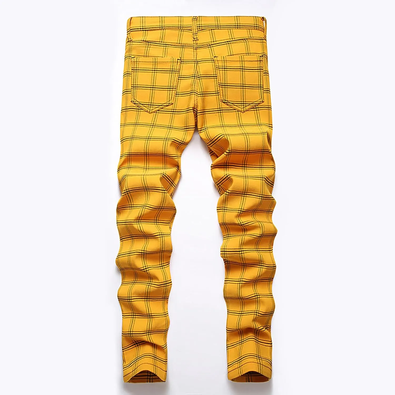 Mens Stretch Skinny Flat-Front Fashion Style Comfy Plaid Casual Slim Fit Business Dress Chinos Pants 2025 Summer