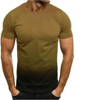 Mens Summer Casual Shirts Trendy Loose Short Sleeve Crew Neck Gradient Color Tee Tops Fashion Athletic T-Shirts
