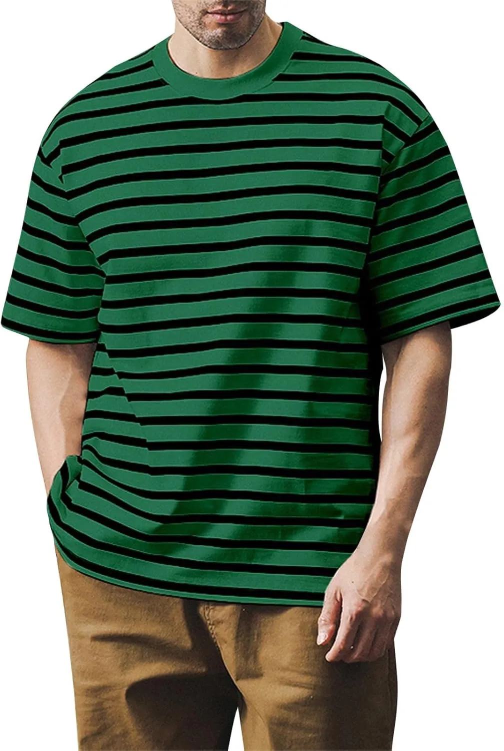 Men's T Shirts Summer Short Sleeve Striped T-Shirt Crewneck Casual Loose Tee Tops Graphic T Shirts, S-4XL