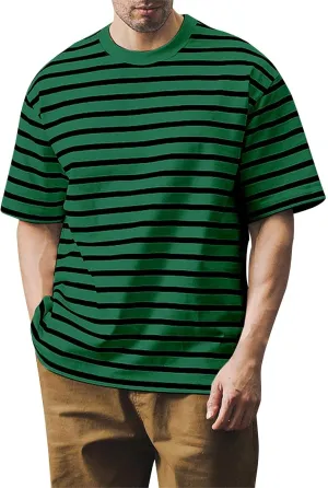 Men's T Shirts Summer Short Sleeve Striped T-Shirt Crewneck Casual Loose Tee Tops Graphic T Shirts, S-4XL